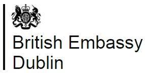 British Embassy Dublin logo with UK coat of arms