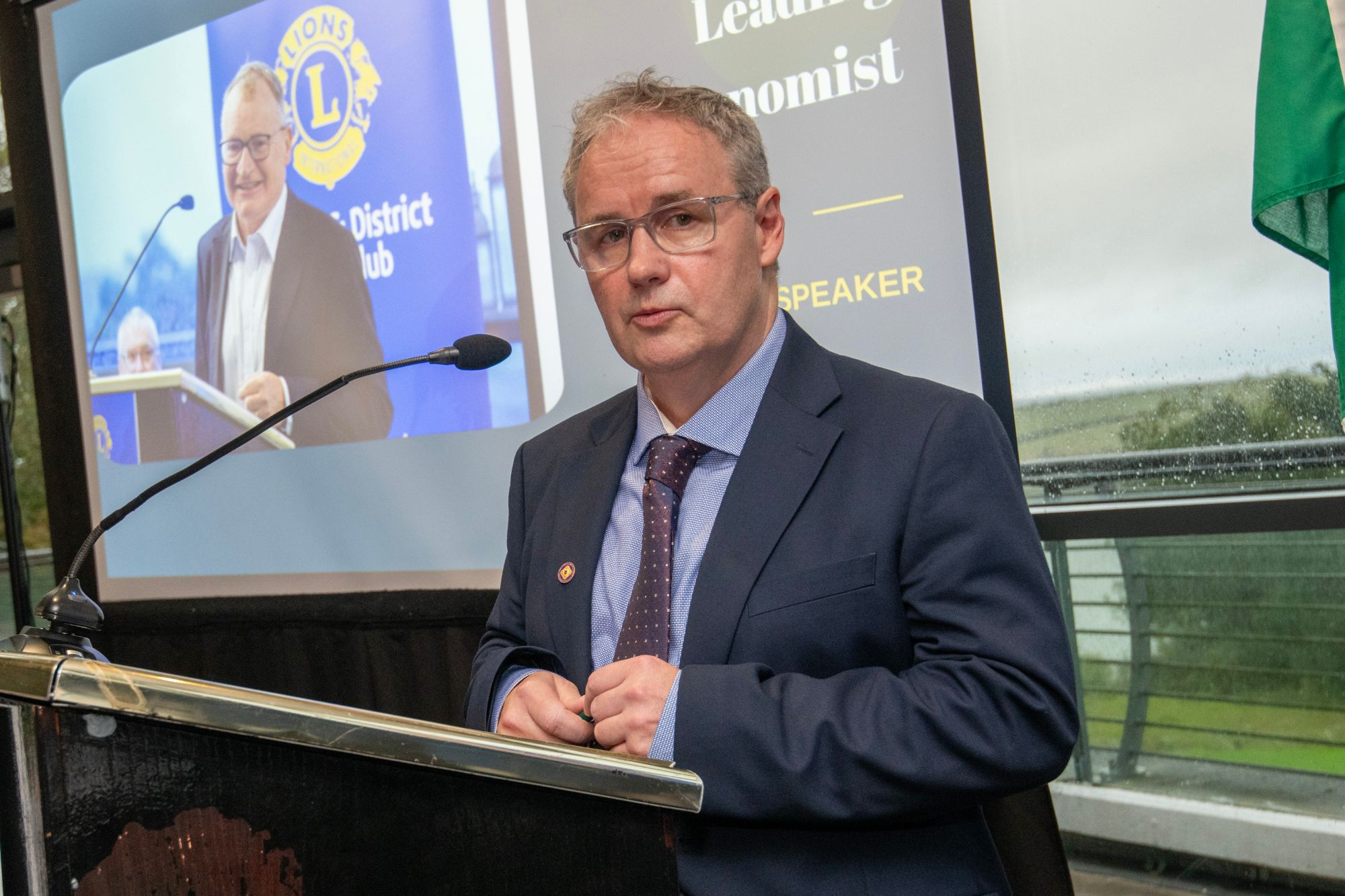 Speaker at the lectern during the Budget Breakfast Briefing